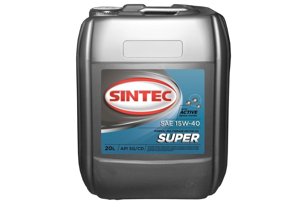 Масло SINTEC Супер SAE 15W-40 API SG/CD канистра 91л 80кг/Motor oil 91liter 80kg can 031737