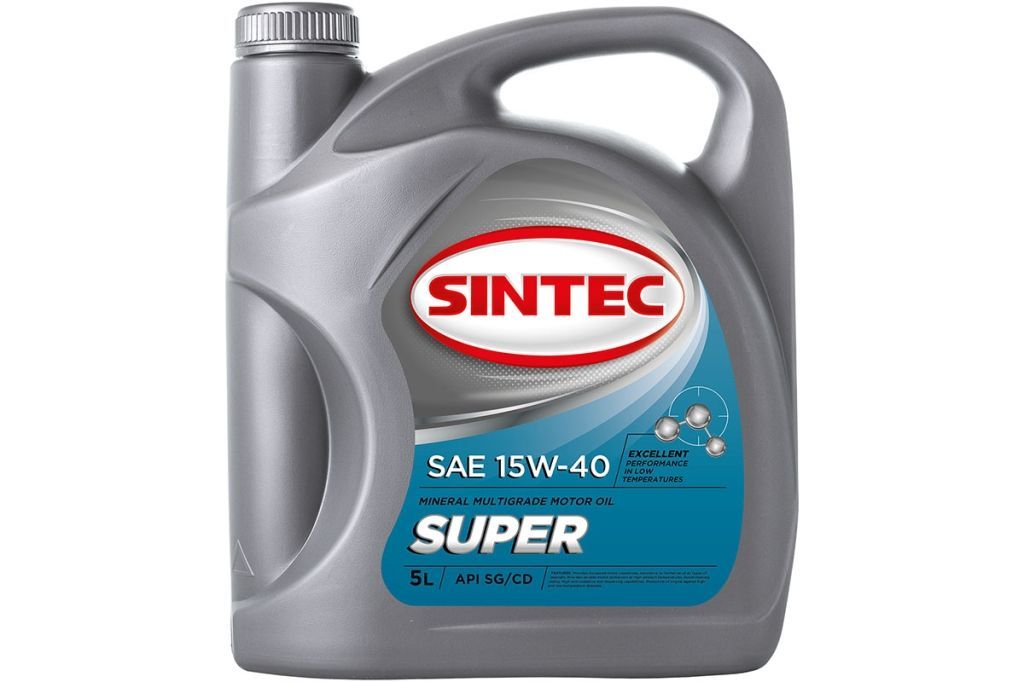 Масло SINTEC Супер SAE 15W-40 API SG/CD канистра 4л/Motor oil 4liter can 031734