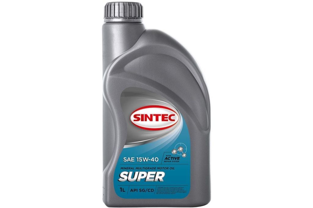 Масло SINTEC Супер SAE 15W-40 API SG/CD канистра 1л/Motor oil 1liter can 031733